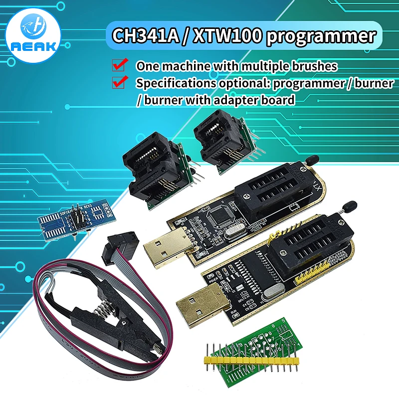 CH341A XTW100 24 25 Serie EEPROM-Flash-BIOS-CH341 USB Programmierer Modul + SOIC8 SOP8 Test Clip Für EEPROM 93CXX / 25CXX / 24CXX