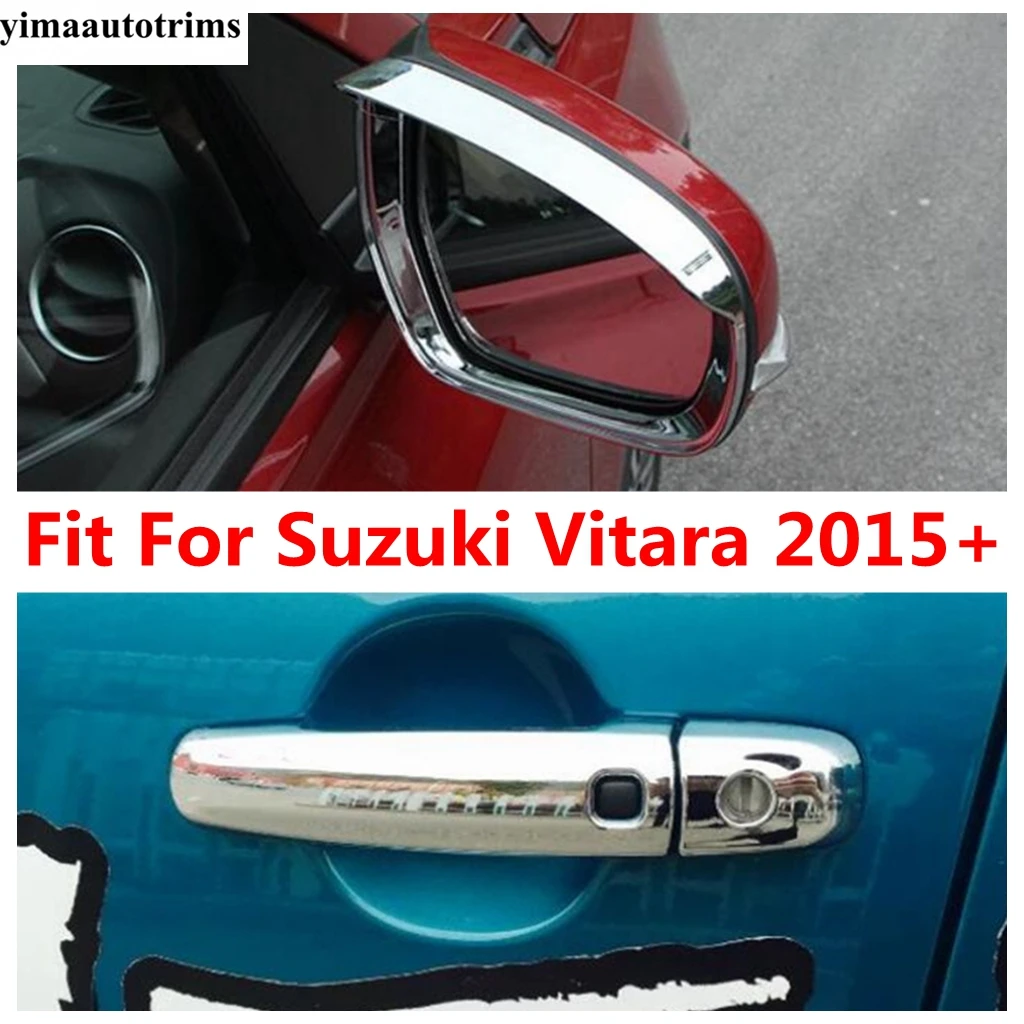 

Rearview Mirror Rain Eyebrow / Side Door Handle Cover Trim For Suzuki Vitara Escudo 2015 - 2020 ABS Chrome Exterior Accessories