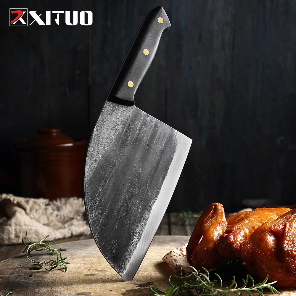 XITUO Handmade Forged Chef Knife High-carbon Clad Steel Chinese Cleaver Kitchen Knives Chopper Meat Slicing Nakiri Gyuto Tool CN