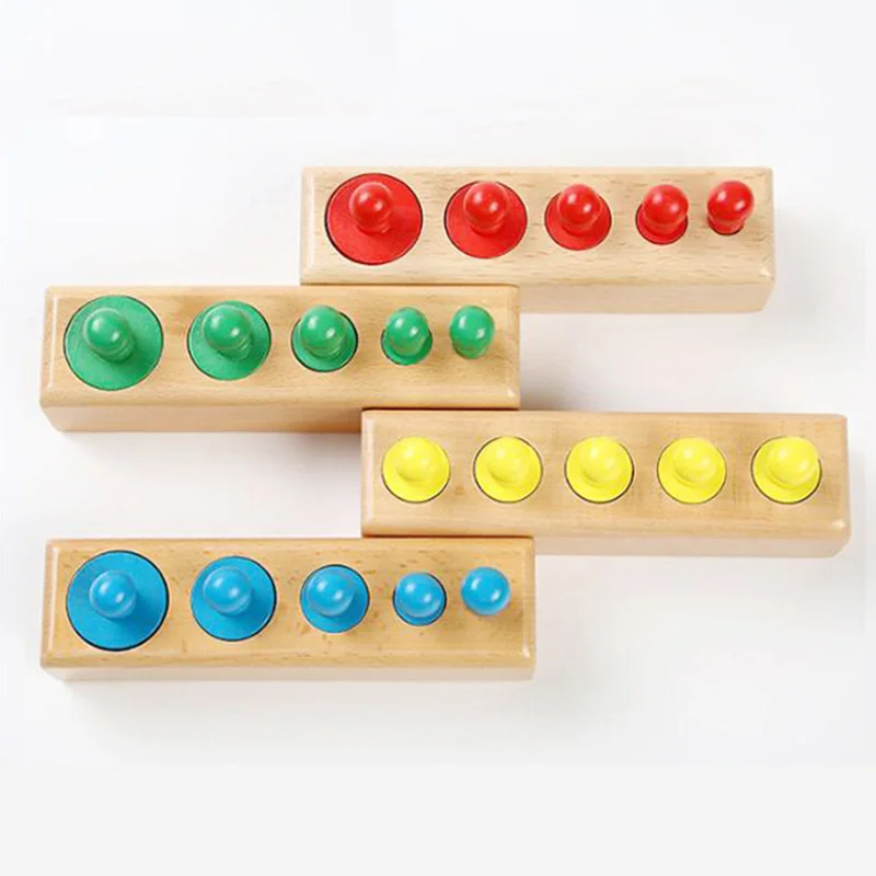 Cylindrical socket educational toy wooden Montessori building blocks toys for children baby development exercises logic memory
