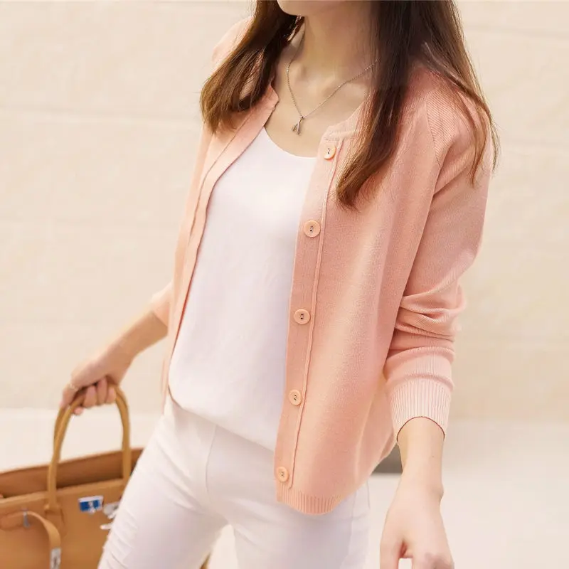 2024 New Spring Summe women knit cardigan sweater short female a little shawl knitted jacket casual long sleeve outerwear R1034