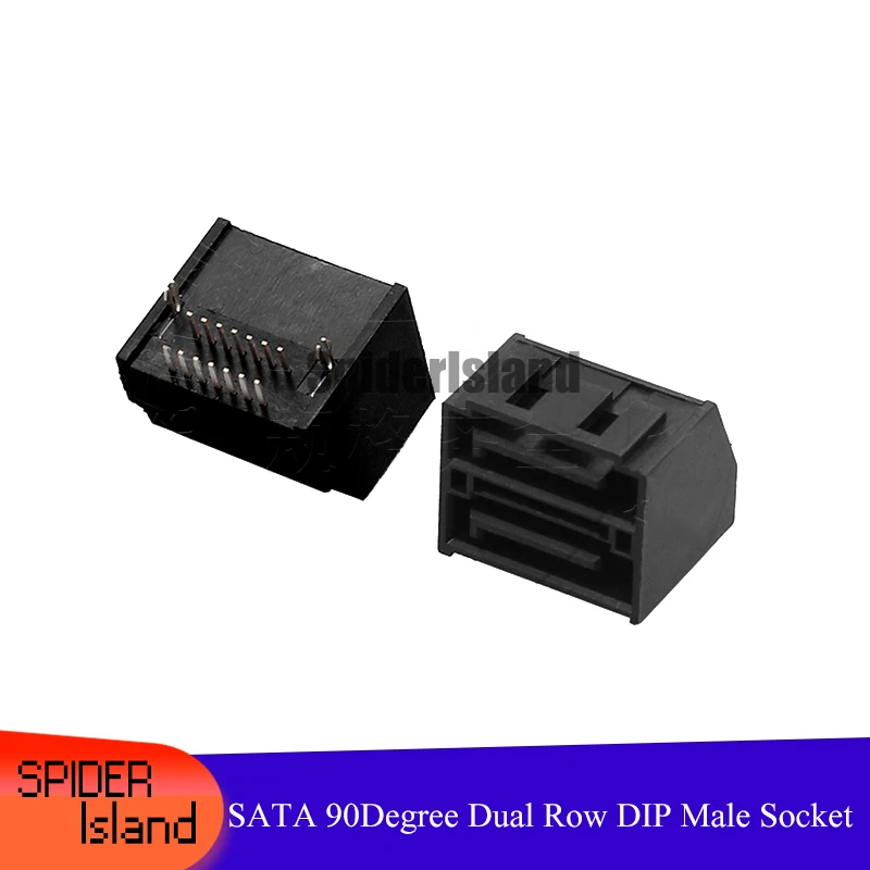 

10pcs SATA Connector SATA 7Pin Male Double Row 90 Degree With Harpoon Foot Connector Interface 2* 7P SATA Socket