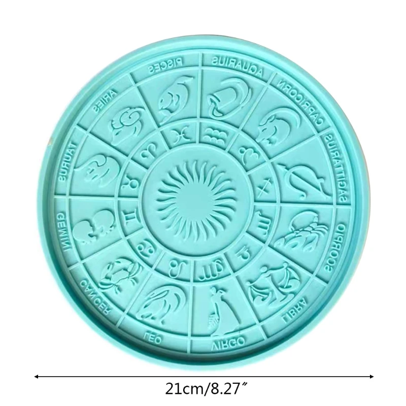 R58E 12 Constellation Divination Tray Resin Mold Table Astrology Board Silicone Mould