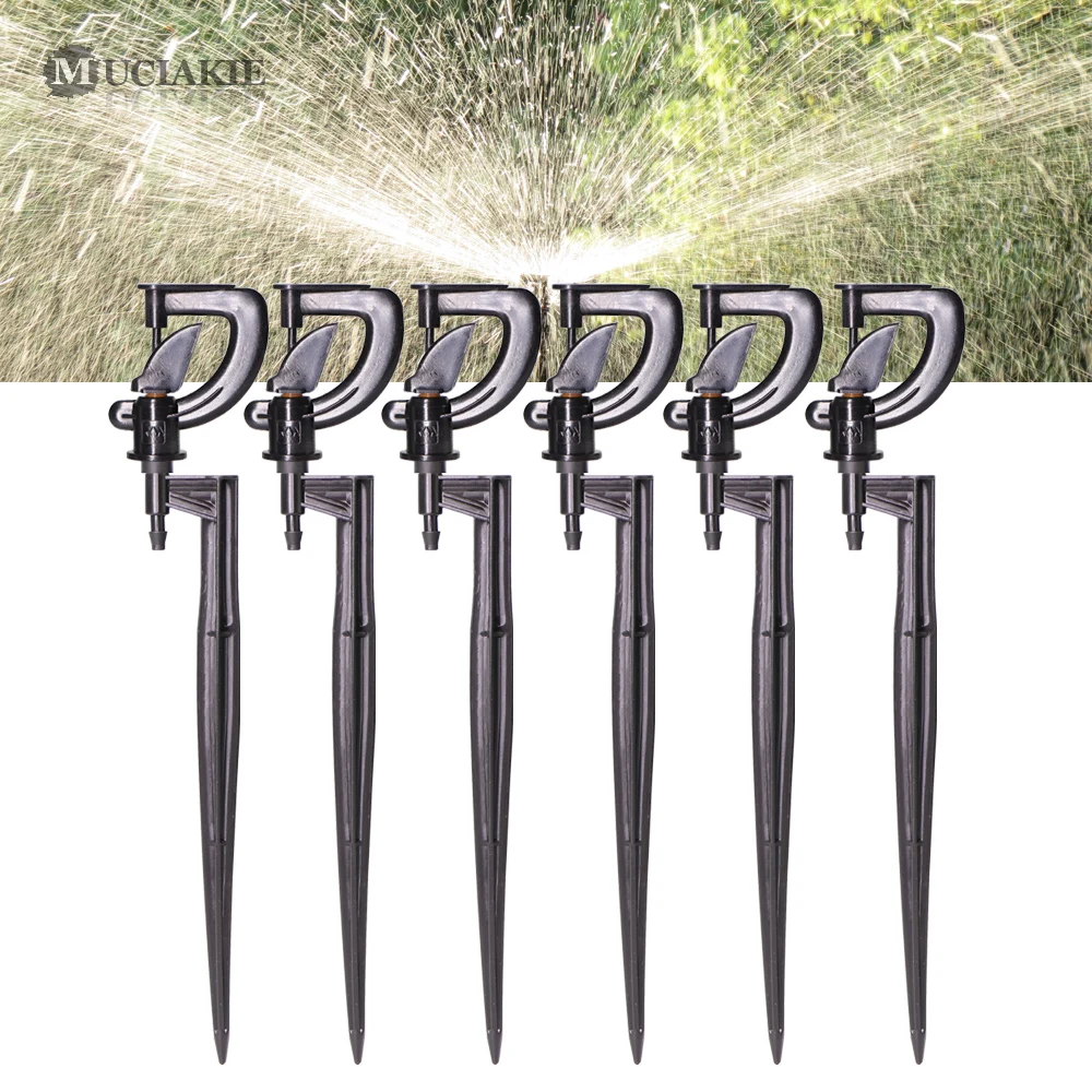 

20/50/100PCS Micro Sprinkler Leaf Shaped Rotation on 20cm Spike 130LPH Spray Irrigation 360 Degrees Rotating Nozzle