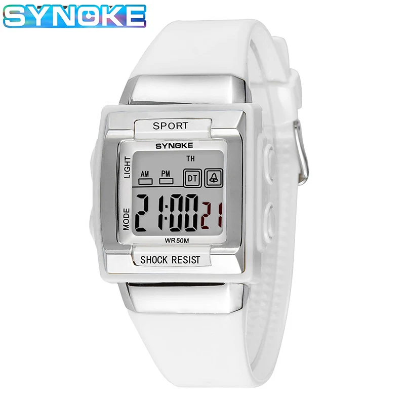 SYNOKE-reloj Digital electrónico LED para niños, pulsera deportiva resistente al agua hasta 50M, ideal para estudiantes