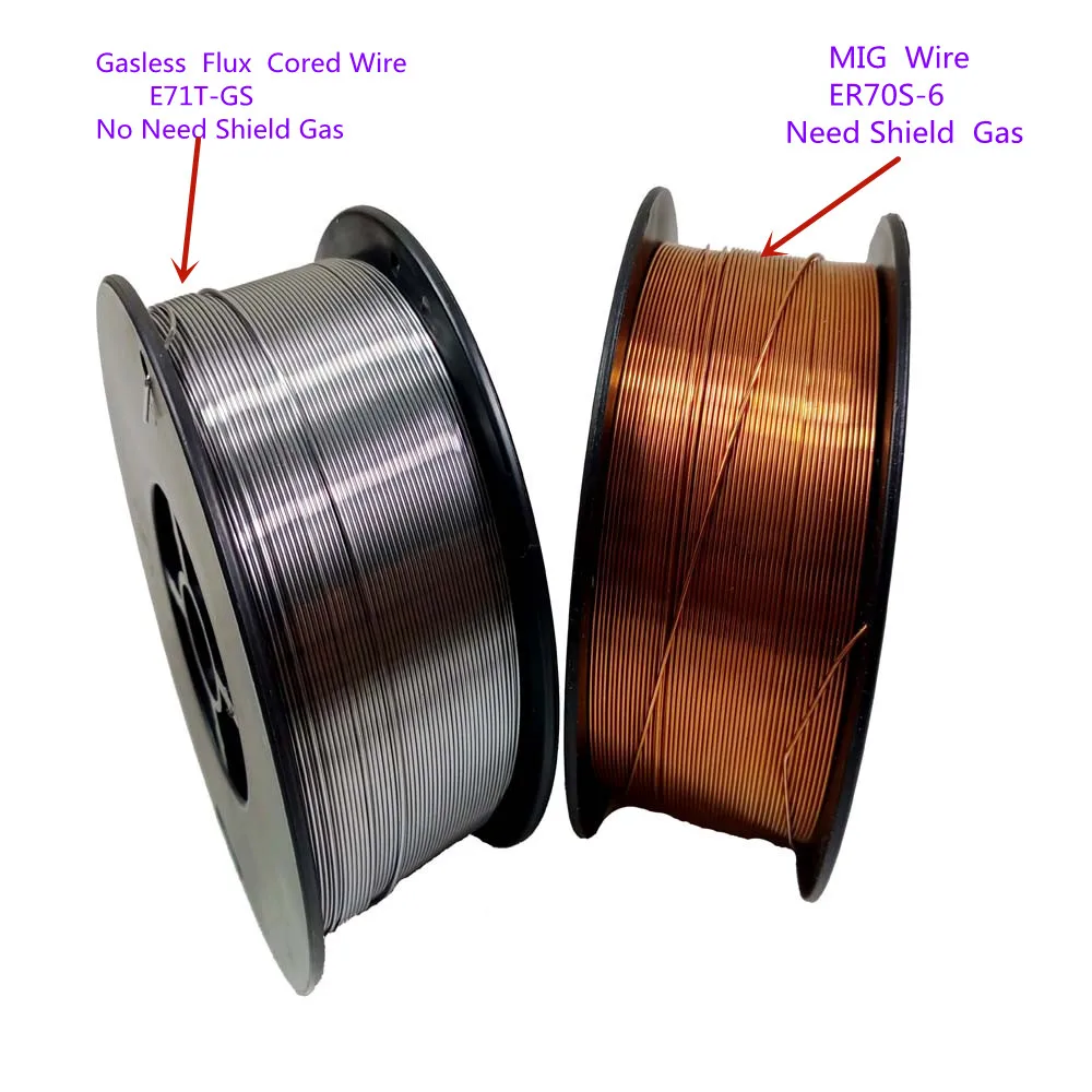 MIG Welding Wire ER70S-6 Gasless Flux Cored Wire E71T-GS 1kg 0.6/0.8/1.0mm Gas Shield or No Gas Carbon Steel Welding Material