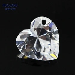 Single Hole AAAAA Heart Shape White Cubic Zirconia Stone For Jewelry Making 4x4~12x12mm High Quality CZ
