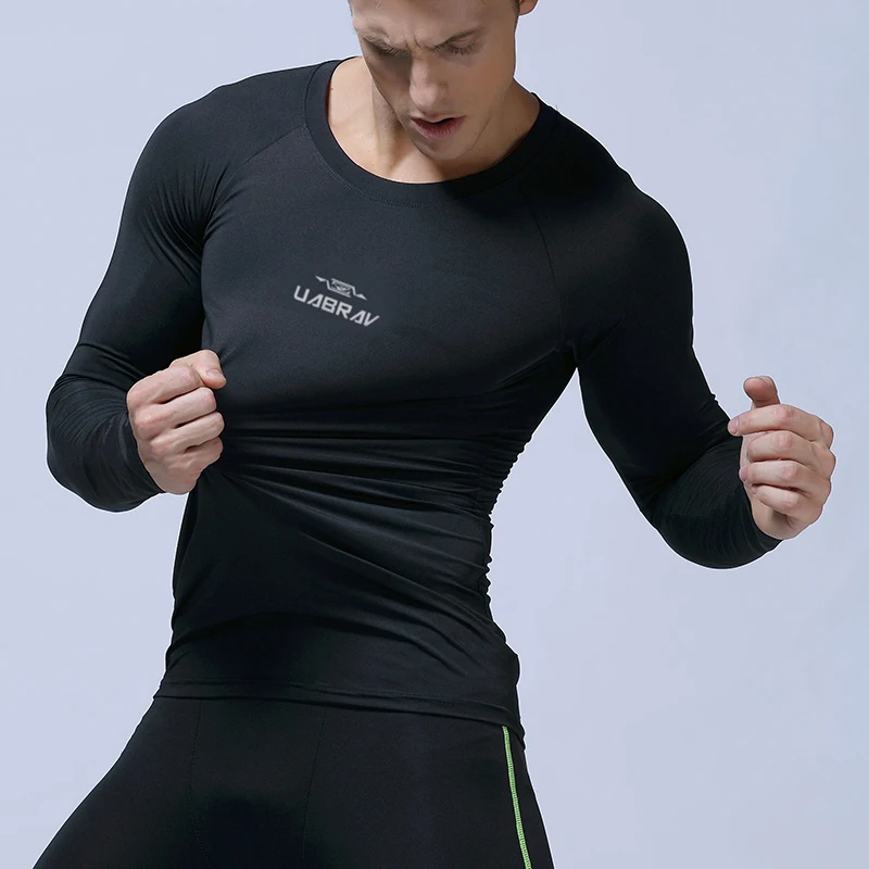 Dry Fit Compression Shirts Men Winter Fitness Long Sleeves Running Shirt Men Gym T Shirt Football Jersey Sportswear Sport Tight