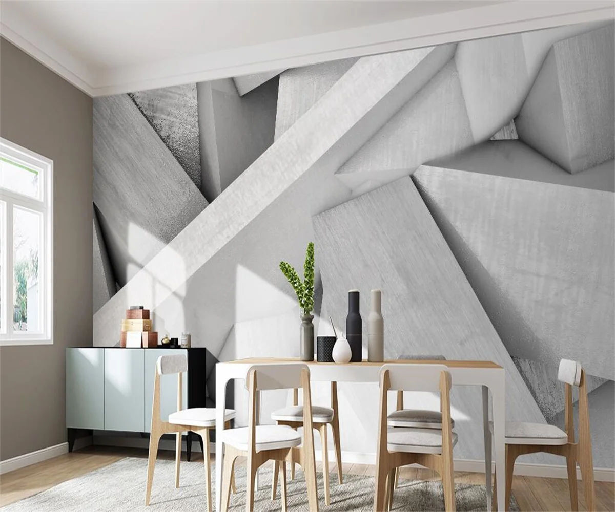 Custom wallpaper mural abstract 3D stereo gray geometry Coffee shop hotel background wall geometry decoration living room