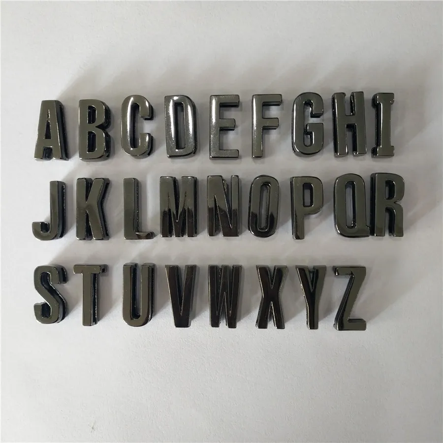 1pc A-Z 18mm Chrome Color Slide Letter Rose Gold Black Color English Alphabet Fit For DIY Wristband Bracelet & Pet Collars