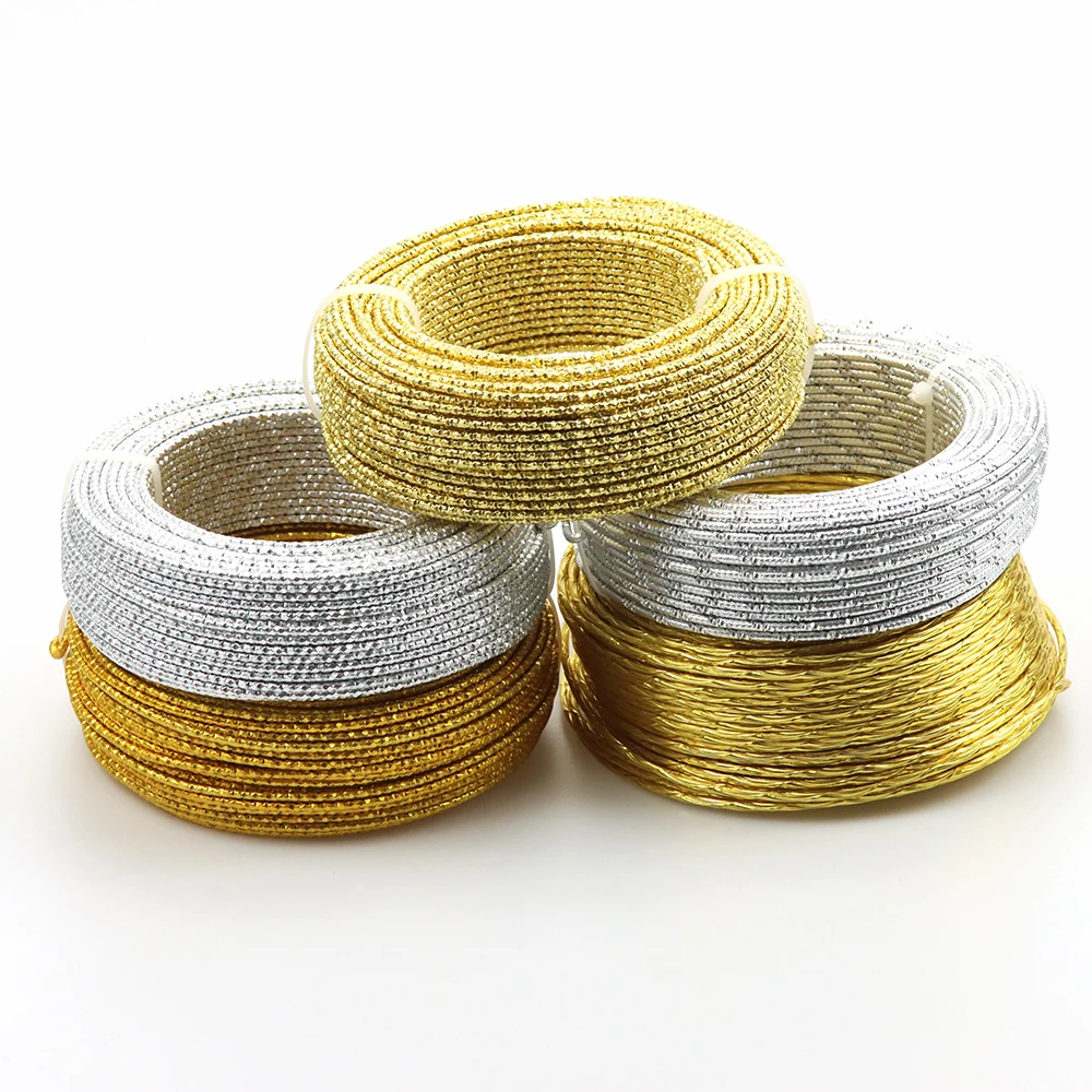 5M/Lot 2.0MM Aluminum Wire Gold/Silver Pattern Soft Craftsmanship Multifunctional Bendable Metal DIY Jewelry Crafts Production