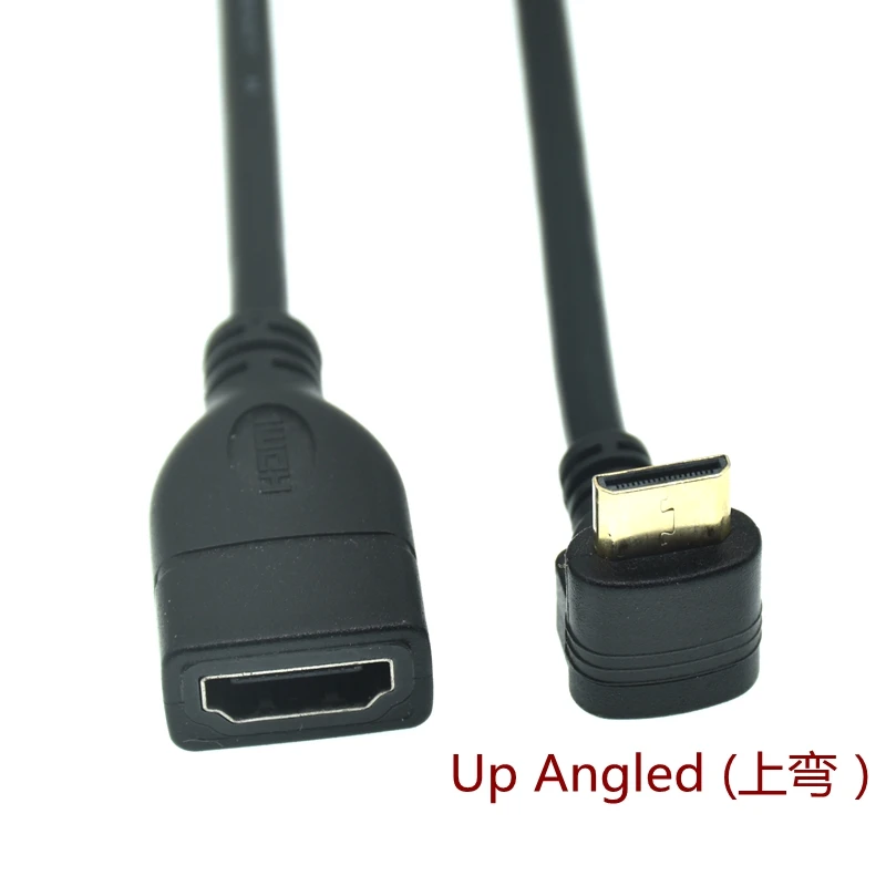 1080P Mini HDMI-compatible To HDMI Cable Male To Female 90 Degree Right Angled Converter Adapter M-F Extension Adapter Connector