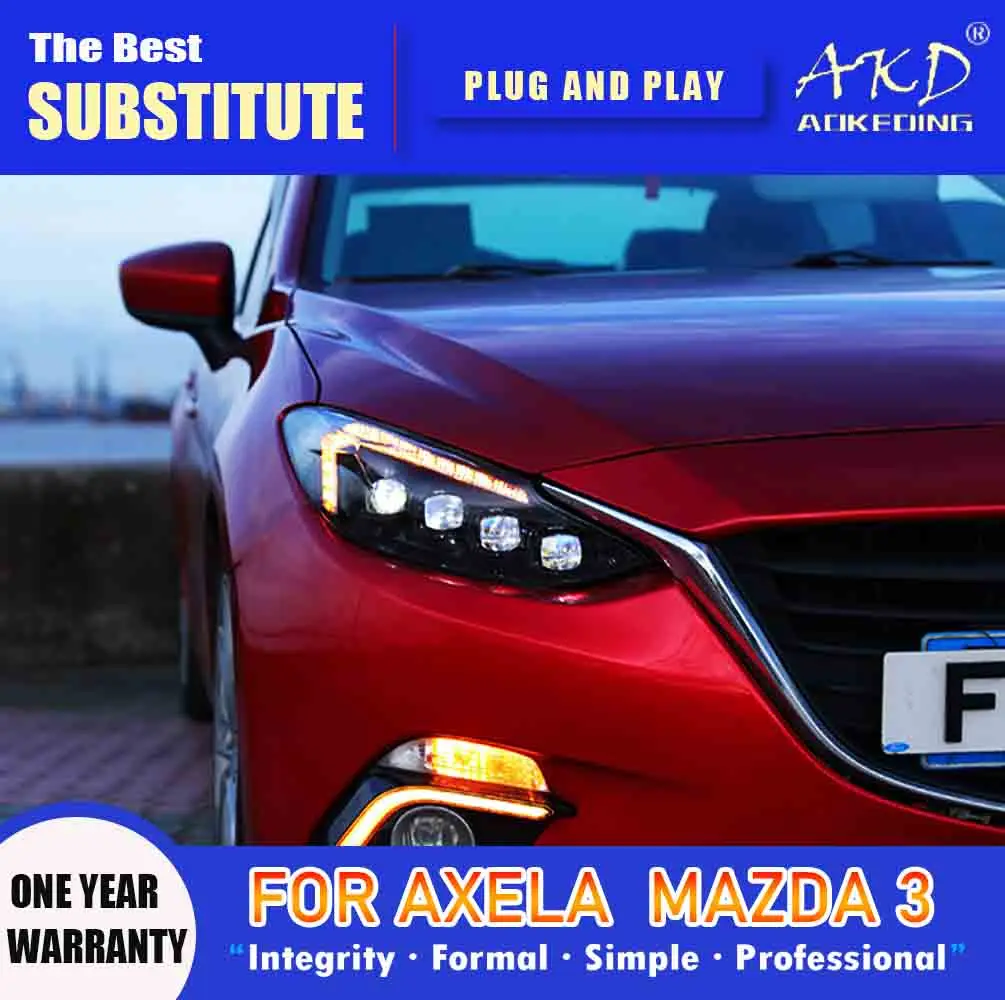 AKD Head Lamp for Mazda 3 Axela LED Headlight 2014-2016 Headlights Mazda 3 DRL Turn Signal High Beam Angel Eye Projector Lens