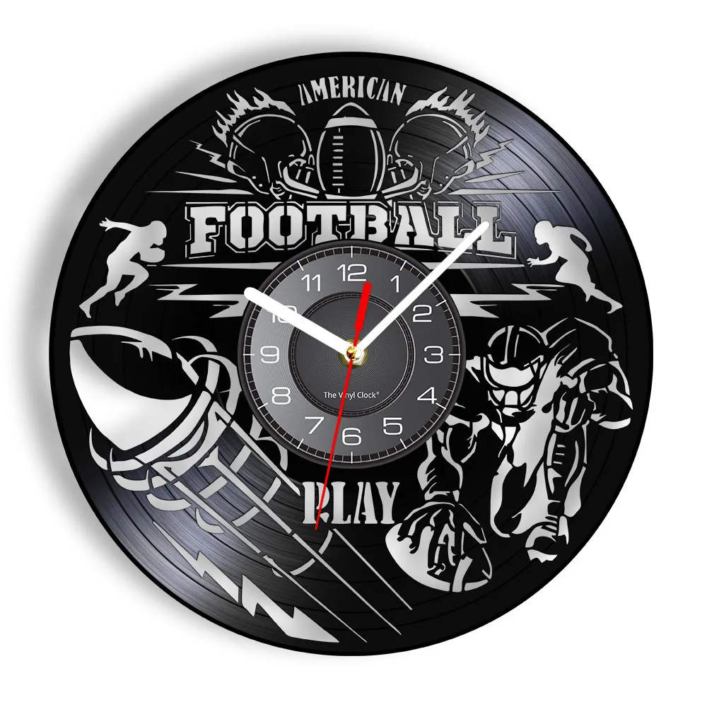 Rugby League Vinyl Record Wall Clock American Football Game Sports Art Home Decor Professional Fitness Silent Non Ticking Watch