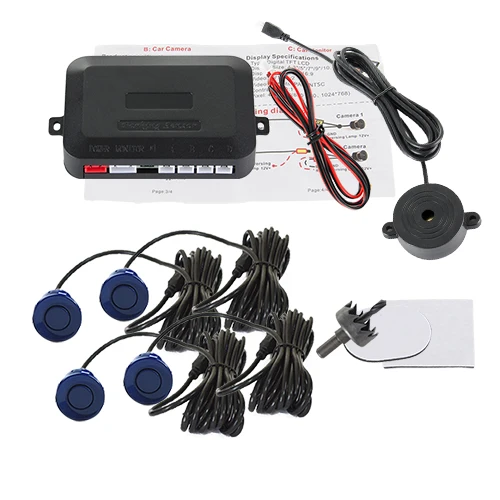 Hippcron 4 Sensoren Zoemer 22mm Parkeersensor Kit Achteruitrijradar Geluidsalarm Indicator Sondesysteem 12V Zwart Wit