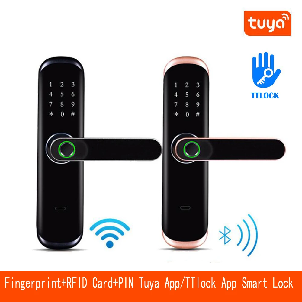 Tuya APP Remote Control Smart Fingerprint Lock For Indoor Home Wooden Metal Door Smart keypad Lock