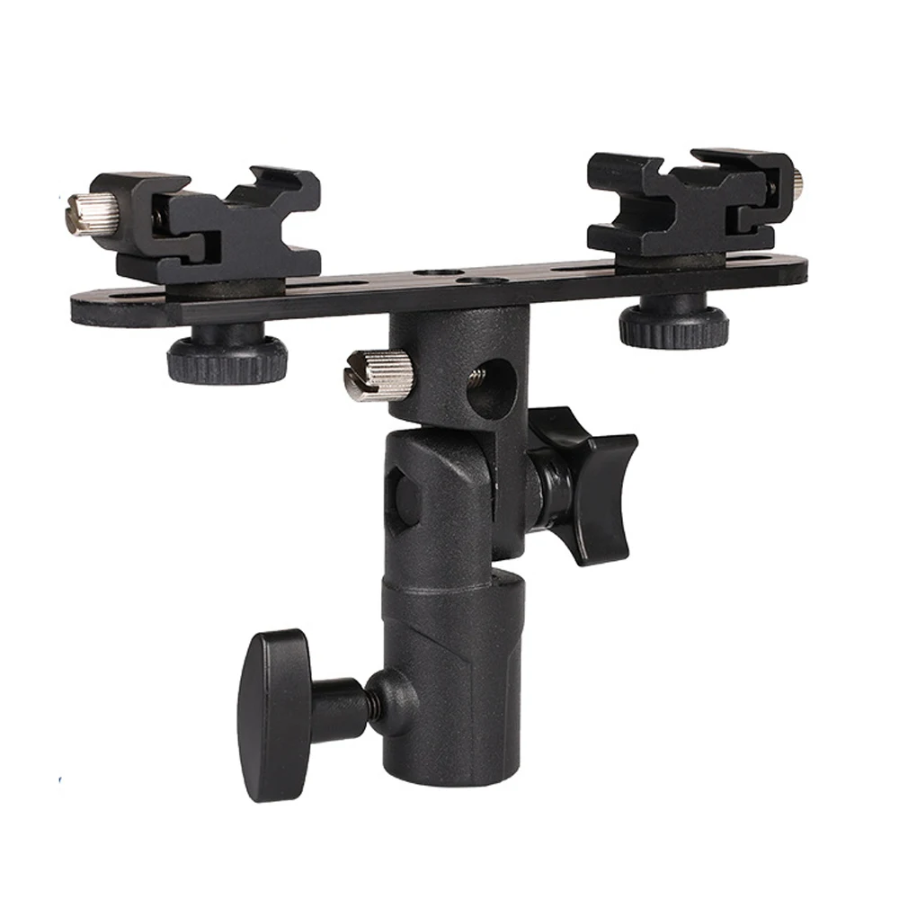 2 Hot Shoe Mounts Camera Flash Bracket Umbrella Holder Stand For Canon Nikon Sony Speedlite Monitor Microphone Monitor Camcorder