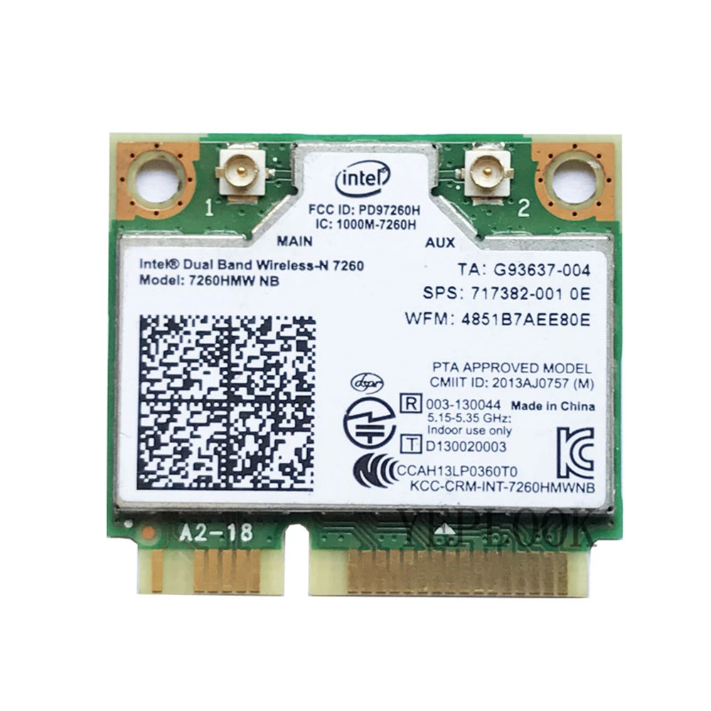 Wireless-N 7260NB 7260HMW NB 300Mbps Dual Band 2.4G/5Ghz Mini PCI-E Wifi Card for Dell Asus Acer Laptop Desktop