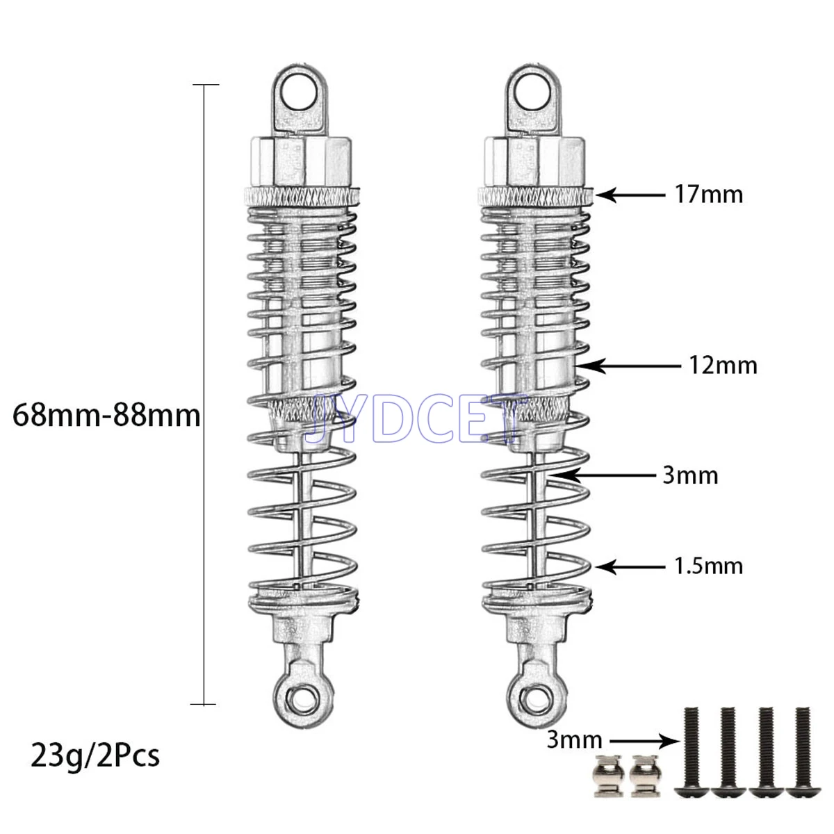 Aluminum Front 55-65mm Rear 68-88mm OIL Shock Absorber For RC 1/12 Car Wltoys 12407 12423 12428 12429 FY03