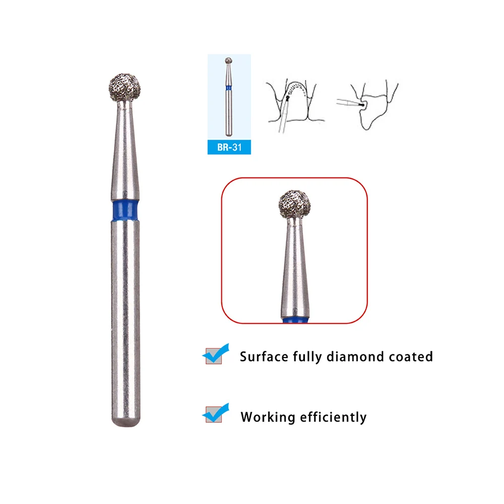 10pcs /2boxes AZDENT Dental Diamond Burs Drills Two Layer Diamond For High Speed Handpiece Dia.1.6mm