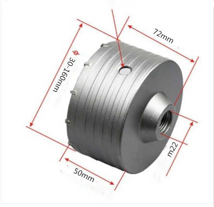 SDS 콘크리트 시멘트 석재 벽 구멍 톱, 30mm 40mm 50mm 60mm 70mm 80mm 90mm 100mm 110mm 120mm 130mm 150mm 160mm