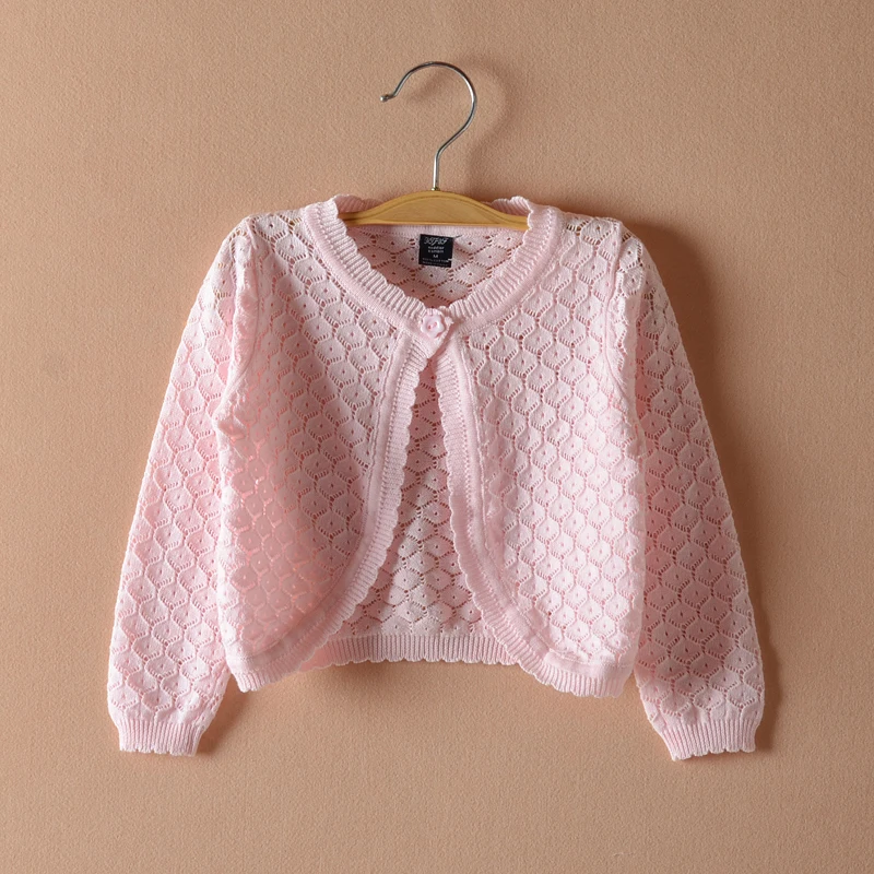 0-10 Years White Thin Summer Baby Girls Cardigan Jacket Kids Pink Yellow Shawl Girls Clothes for 1 2 3 4 6 8 10 Years Old 215409