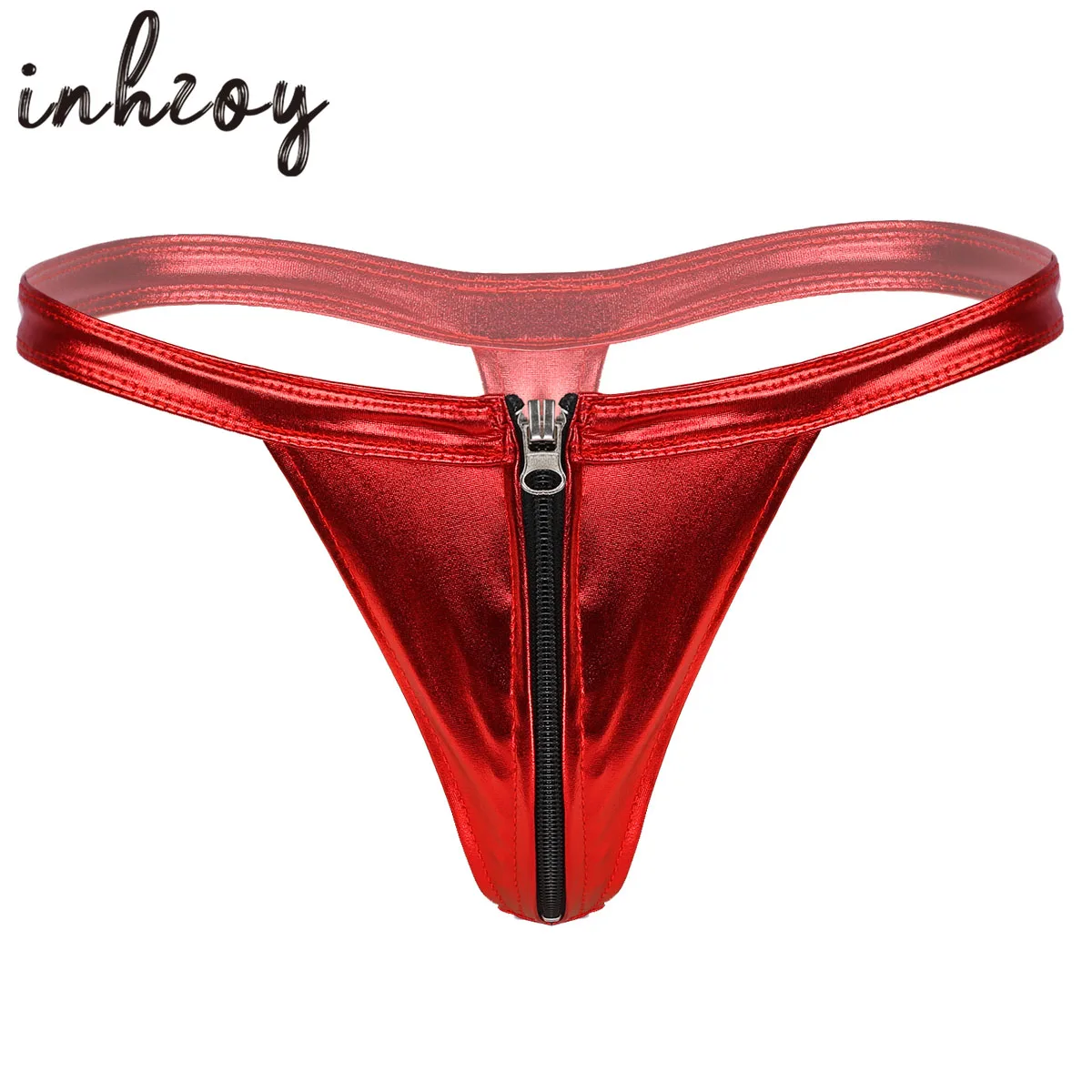 Sexy Men Underwear WetLook Glossy Briefs Gay Male Sissy Jockstrap Zipper Open Crotch Bondage Bikini G-string Thong Lingerie