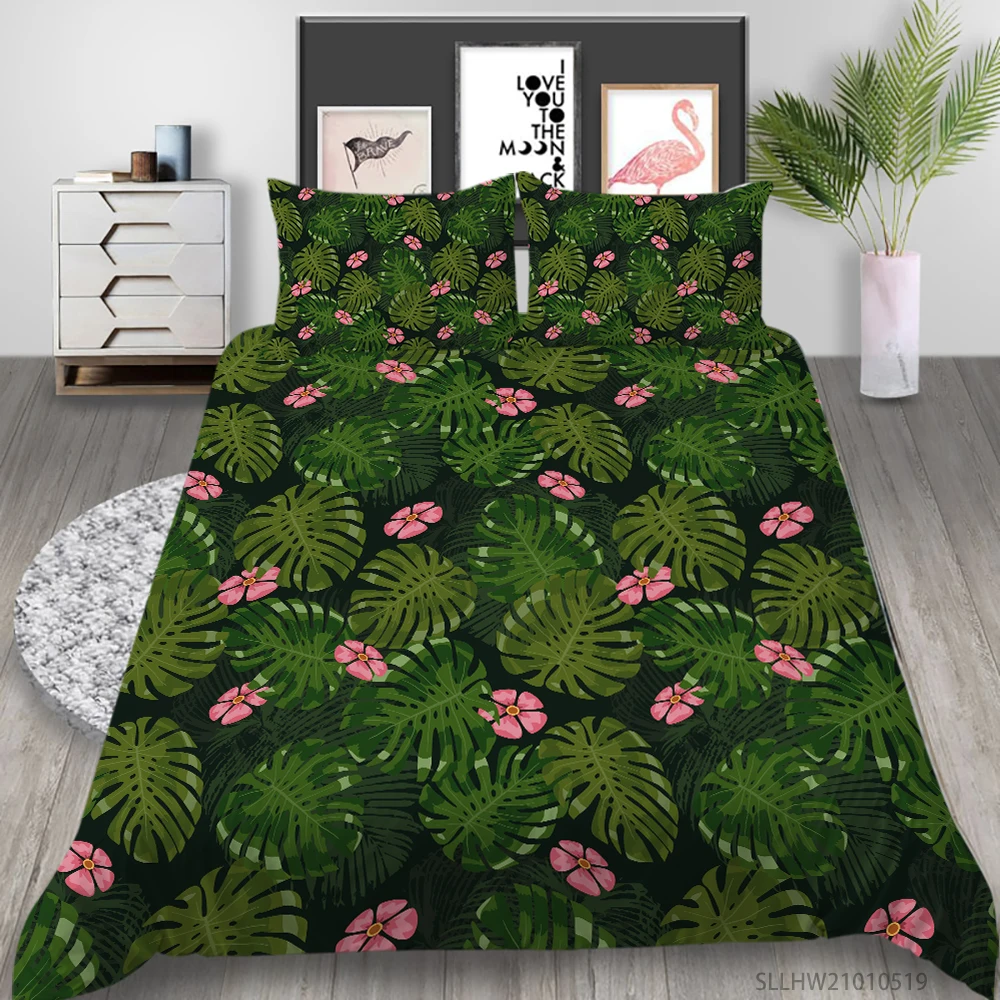 Colourful Cartoon Flowers Print 2/3 Pcs Bedclothes Pillowcase Modern Home Bed Set Bedroom Decoration Dropship