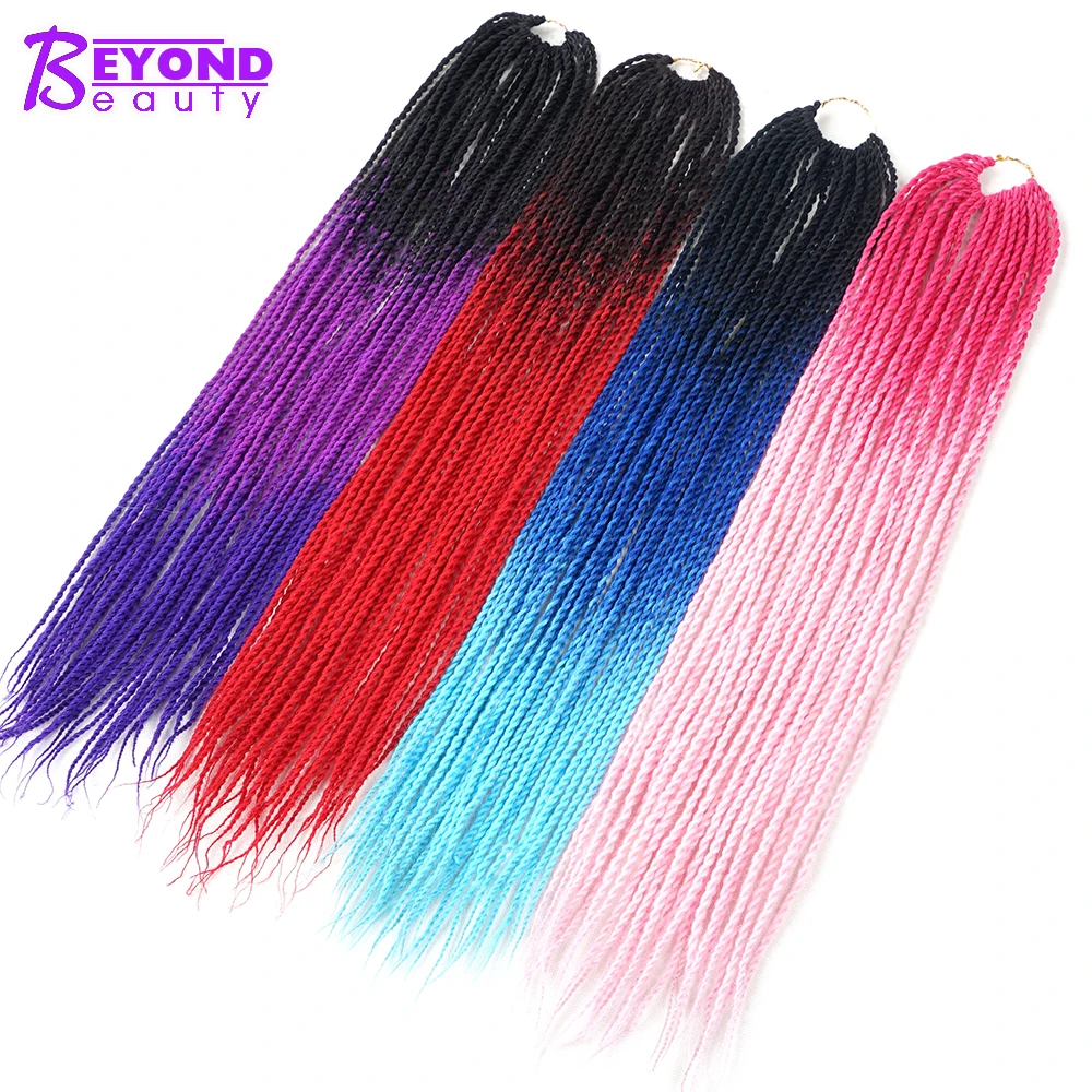 26 Color Ombre Senegalese Twist Crochet Hair Extension 24 Inch Crochet Braids Synthetic Braiding Hair For African Woman Bulk