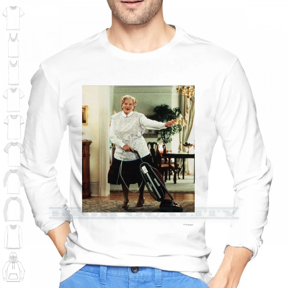 Mrs Doubtfire 100% Cotton T Shirt Robin Williams Babysitter Nanny 90s Fil 90s Movie Childhood Actor Cult Film Cleaning 90s view 3