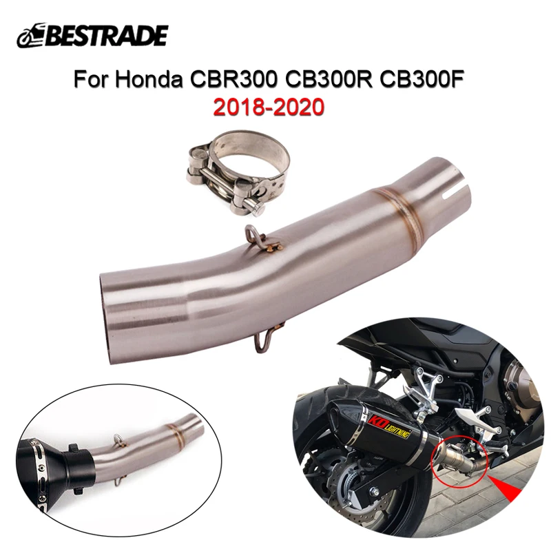 For Honda CBR300R CB300F CB300R 2018-2020 Motorcycle Scooter Exhaust Mid Link Connect Pipe Stainless Steel Slip On 51mm Mufflers