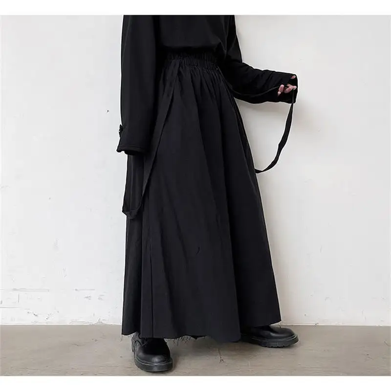 

Men's Casual Pants, Wide Leg Pants, Skirt Pants, Loose Cotton Hemp Suspender Design In Autumn, Korean Youth