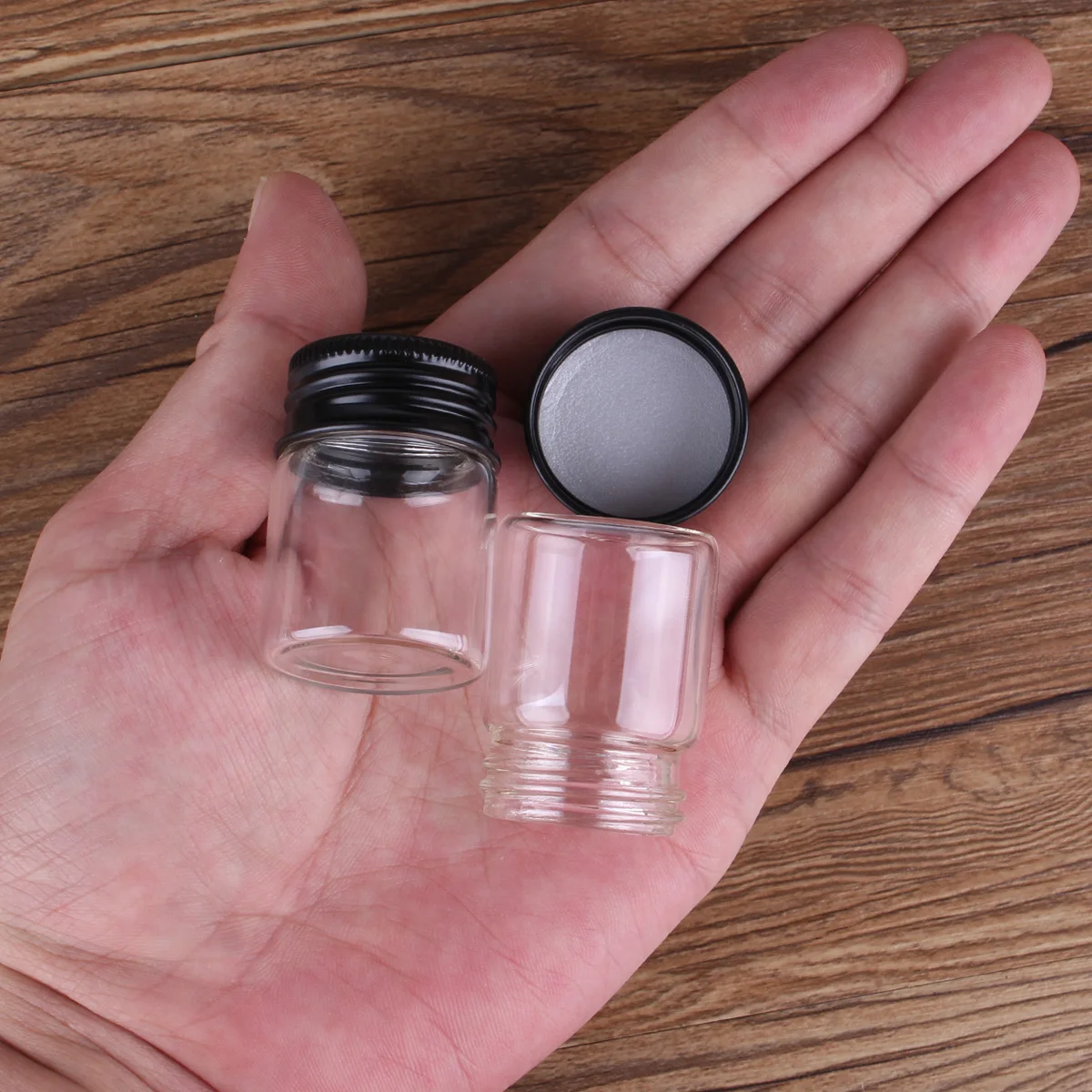 5pcs 15ml 30*40mm Glass bottle with Black Aluminum Caps Glass Jars Potion bottles Glass vessels Glass Vials for Art Craft