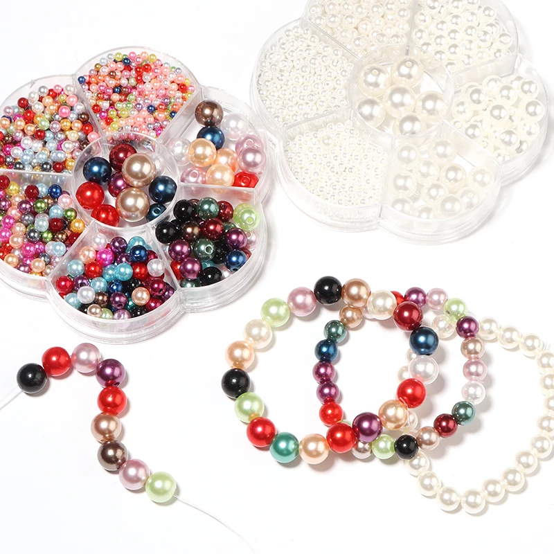 1150pcs/Box 3-12mm Imitation ABS Pearl Beads Kit Round Loose Beads For Jewelry Making Kits DIY Bracelet Perles For Children