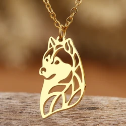 Stainless Steel Necklaces Cute Spoof Husky Animal Pendant Choker Chain Fashion Necklace For Women Jewelry Party Friends Gifts