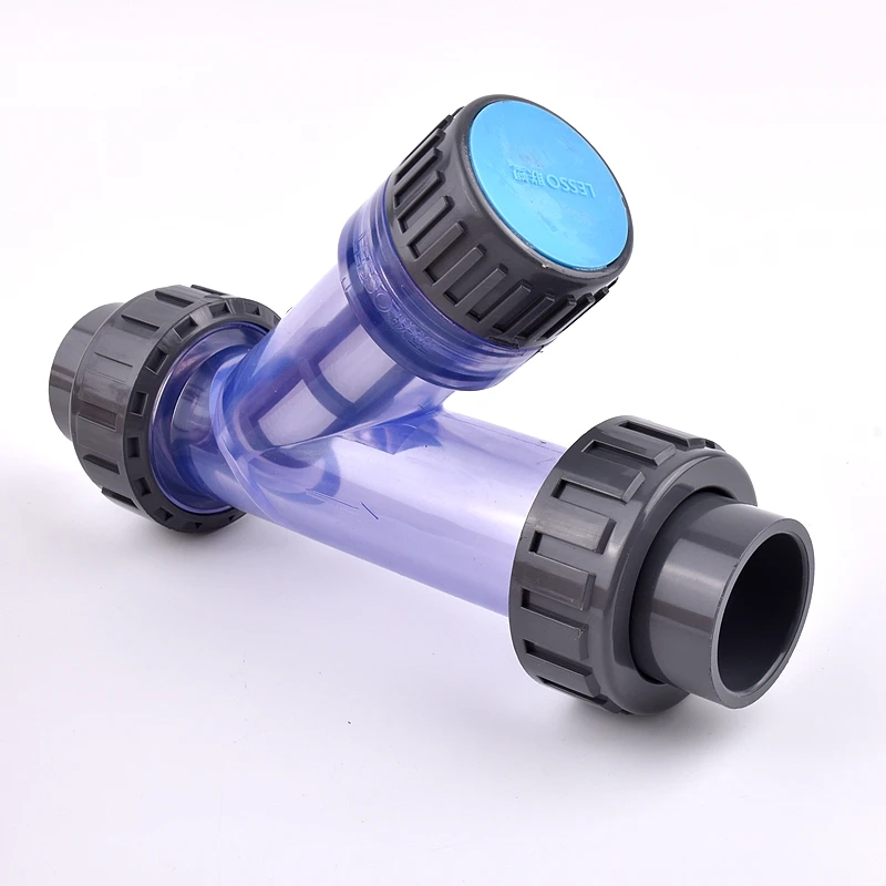 I.D 20~63mm Transparent UPVC Y-Type Filter Aquarium Fish Tank PVC Pipe Connector Irrigation Filters Garden Watering Tube Joints