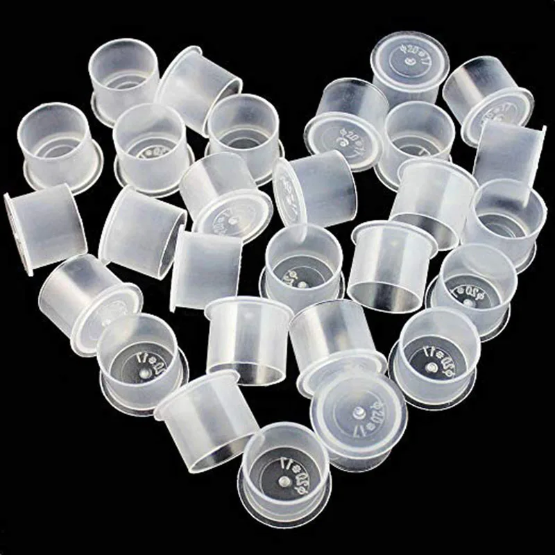 100/500/1000PCS Disposable Tattoo Ink Cups Pigment Clear Holder Container Caps Plastic S/M/L Permanent Makeup Tattoo Accessories