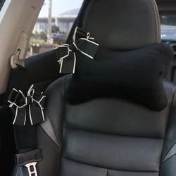 Fashion Bowknot Universal Car Seat Headrest Neck Pillow Auto Waist Support Supplies Seatbelt Car Accessories Interior for Women