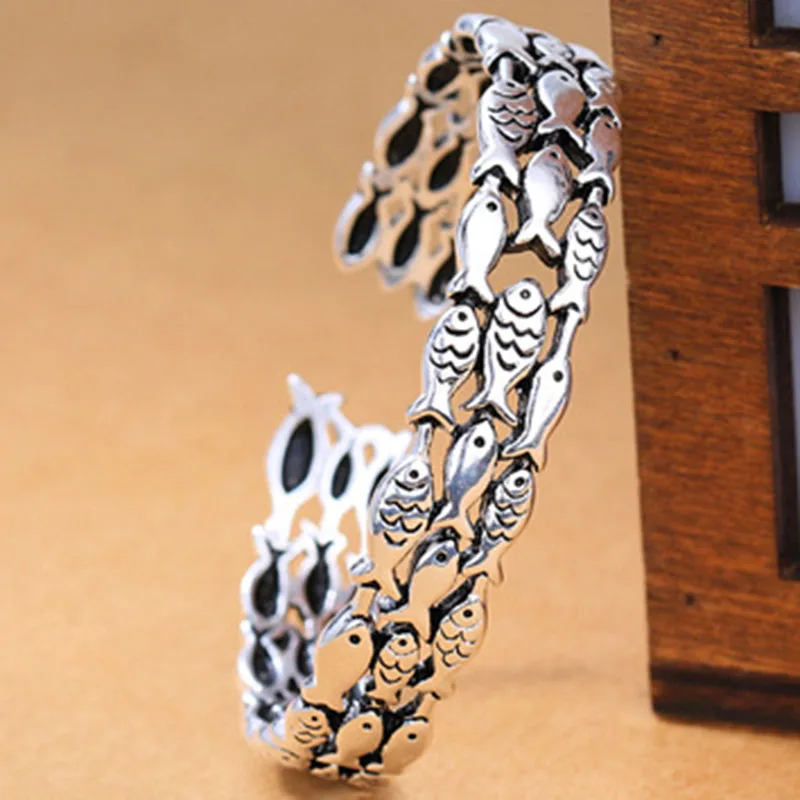 Mewanry Silver Color Cute Fish Bracelet New Fashion Vintage Creative Design Party Bride Jewelry Birthday Gifts for Women image 6