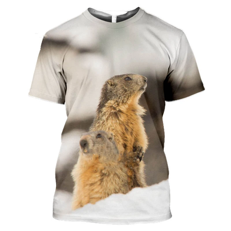 

Забавная Мужская футболка Marmota с надписью "едят", Футболка с 3D принтом диких животных, женская летняя повседневная футболка для фитнеса, уличная одежда