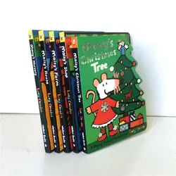 5 livros Maisy mouse 3D cena bordo livro Inglês imagem livro bebê crianças IQ prática EQ Berçário/Fazenda/Casa/Loja Árvore de Natal