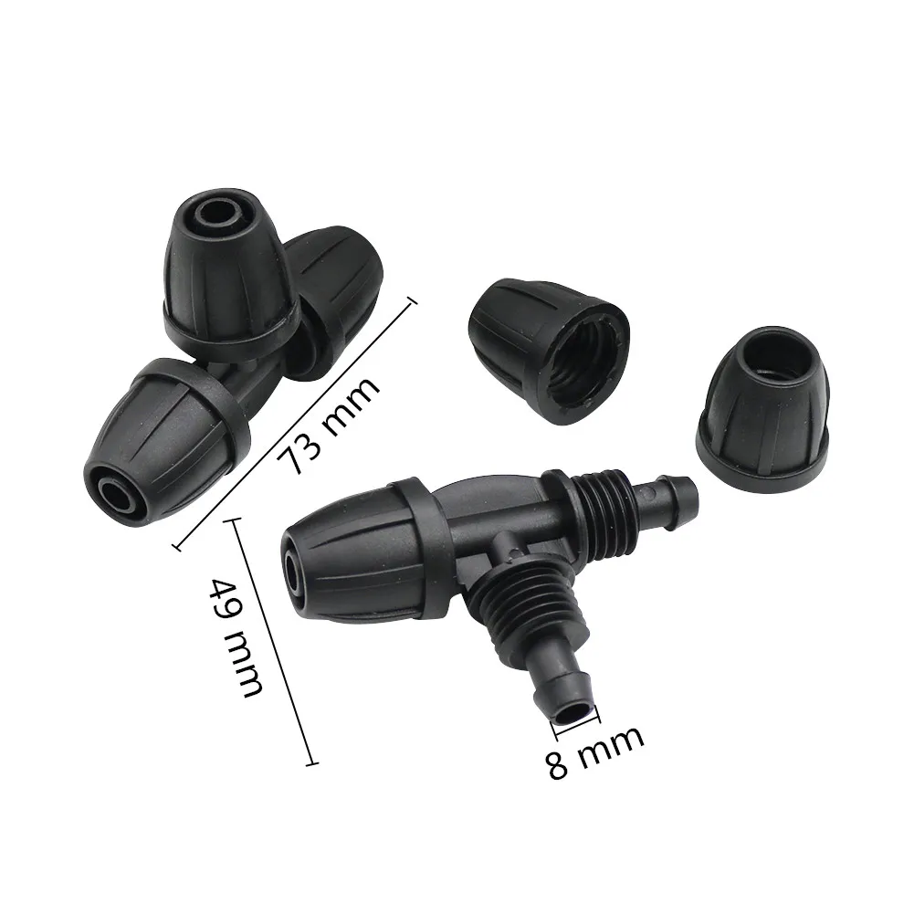 8 / 11mm hose interface tee elbow with lock nut connector garden drip irrigation hose dispenser for watering pipe fittings 10pcs