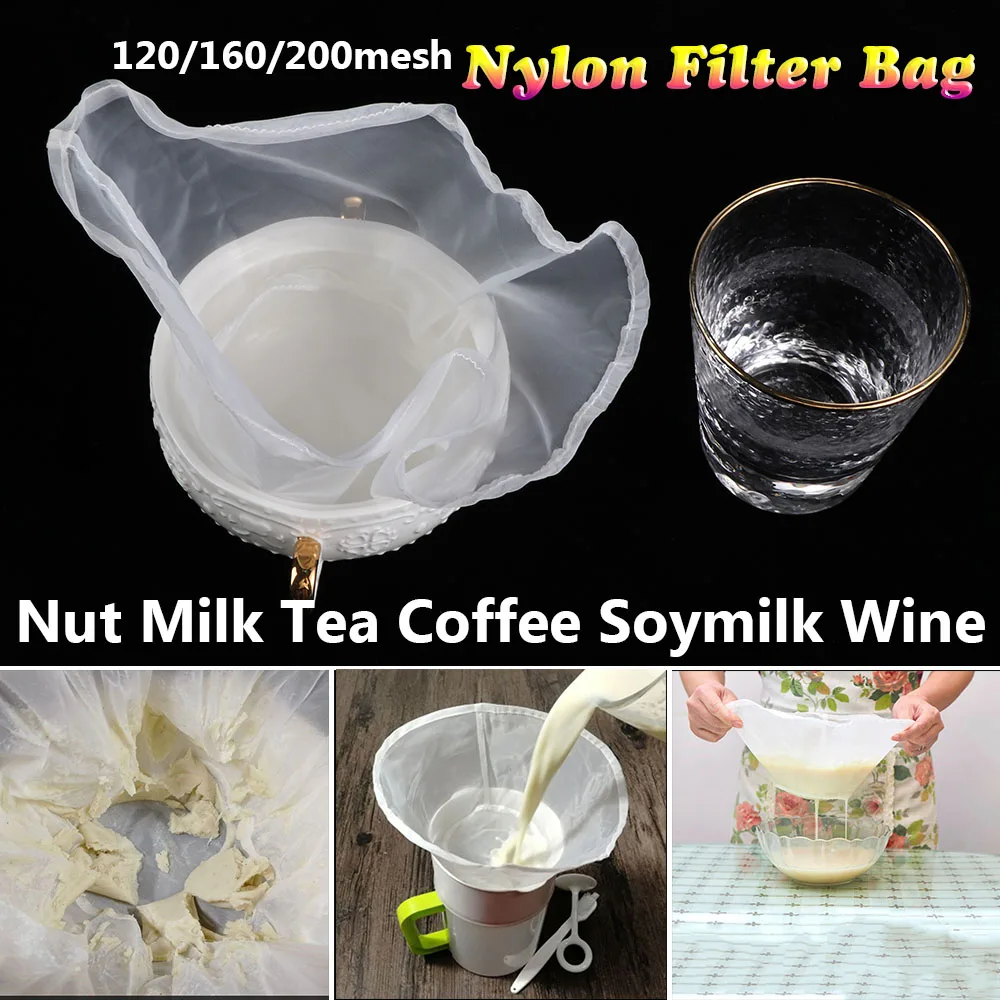 Reusable Fine Mesh Wine Strainer Juice Soymilk Nut Milk Tea Nylon Filter Bag Bowl Shape Food Coffee Filter Cheese Cloth Cooking