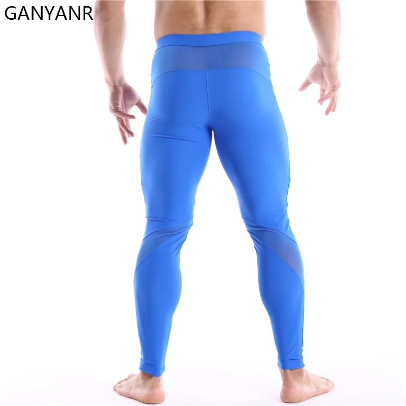 GANYANR Compression Pants Running Tights Men Leggings Fitness Sport Sexy Basketball Yoga Training Jogging Athletic Exercise Gym