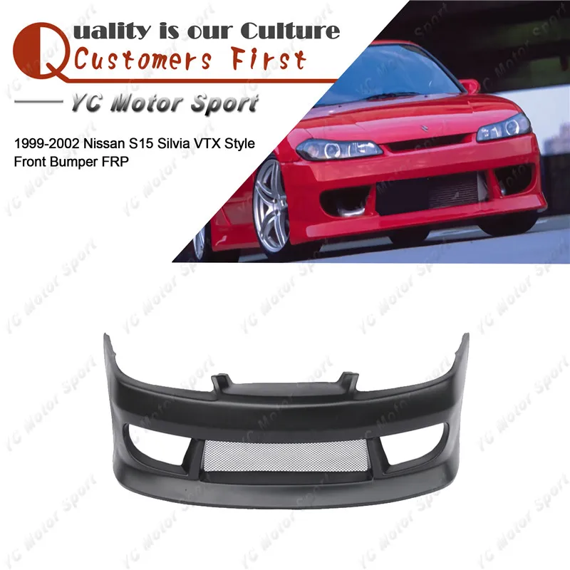 Car Accessories FRP Fiber Glass VTX Style Front Bumper Fit For 1999-2002 Nissan S15 Silvia Front Bumper Cover