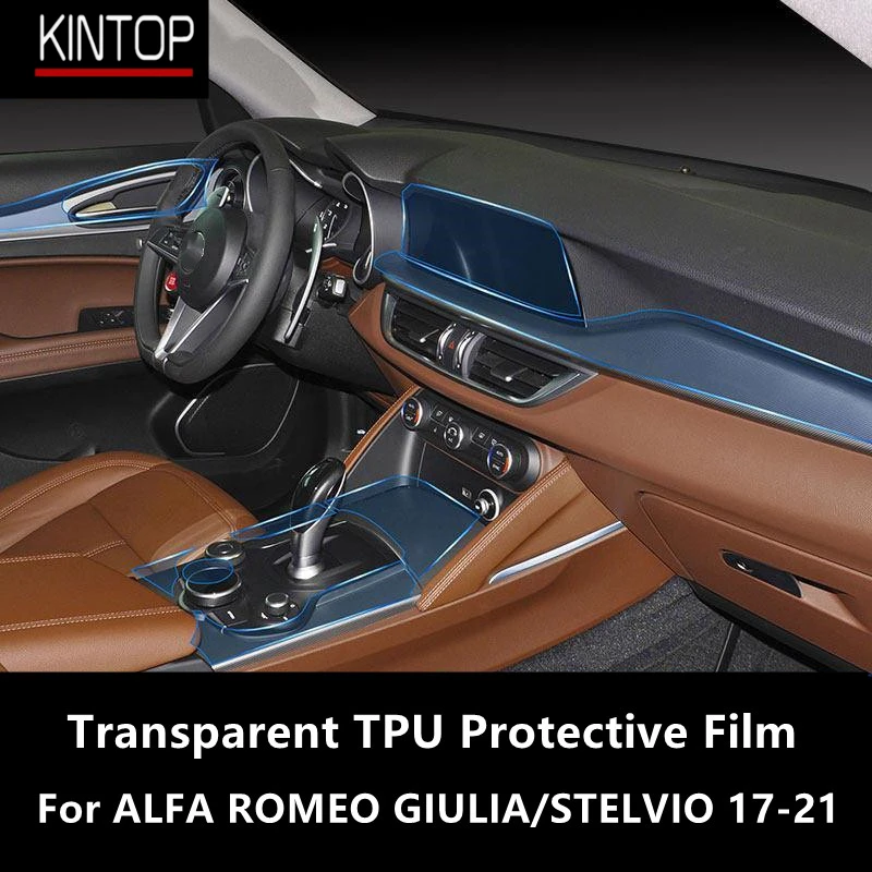 For ALFA ROMEO GIULIA/STELVIO 17-21 Car Interior Center Console Transparent TPU Protective Film Anti-scratch Accessories Refit