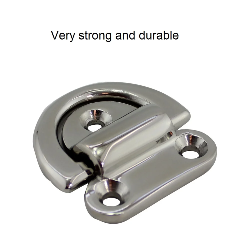 2PCS 316 Stainless Steel Folding Pad Eye Plate With Ring 6mm 8mm 10mm Heavy Duty Marine Hardware Folding Pad Eye