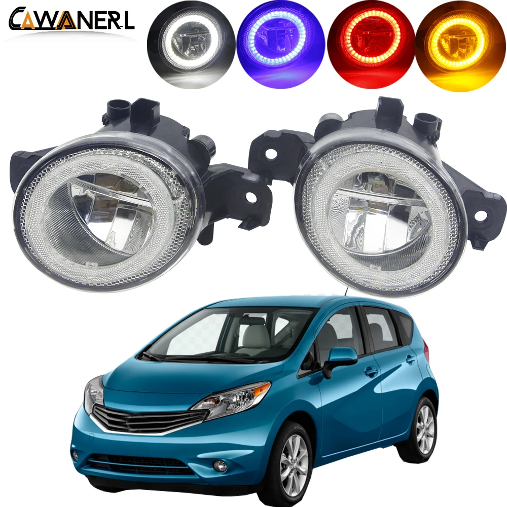 2 X LED Angel Eye Fog Light For Nissan Versa Note 2014 2015 2016 Car Front Bumper Fog Lamp Daytime Running Light DRL 4000LM 12V