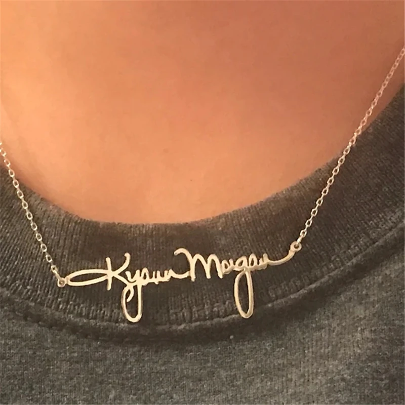 Actual Handwriting Name Necklace Custom Jewelry Stainless Steel Personalized Handmade Pendant Necklace Best Gifts For Loved Ones