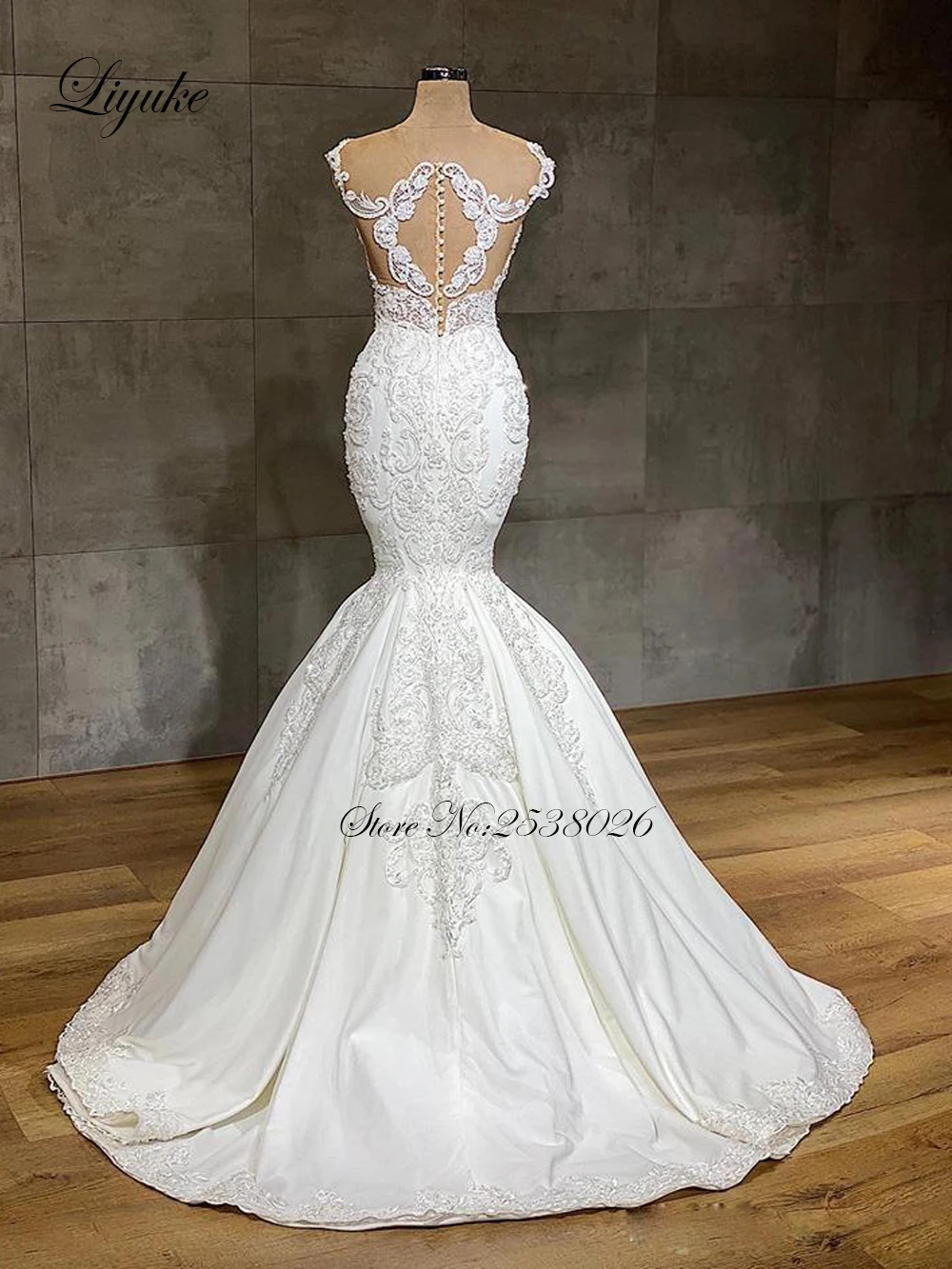 Liyuke Prachtige Steentjes Mermaid Wedding Dress 100% Echte Foto Mouwloze Bruid Jurk Spaghetti Band